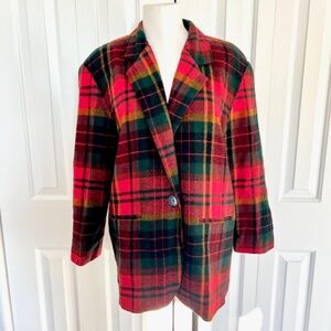 Capezio Vintage Red Black Wool Oversized Women’s Blazer